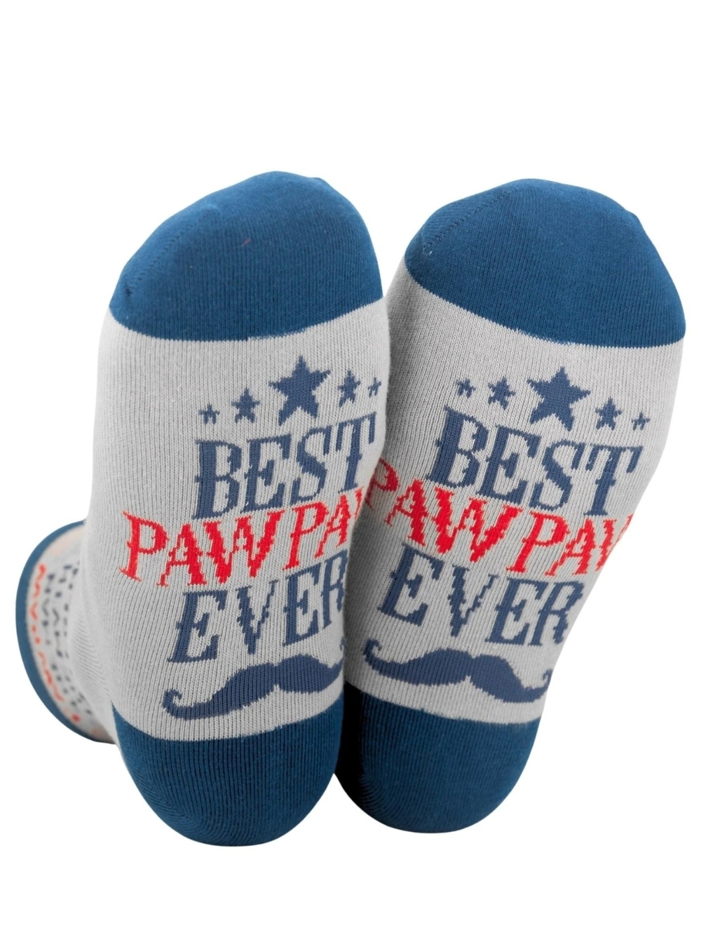 Innobeta Men's Gray & Blue No-Show Socks with Red 'Best Paw Paw Ever' Knit